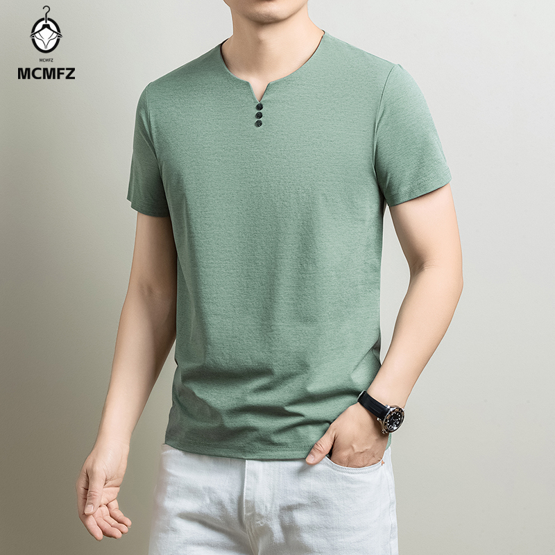 Golf Tees - Maglietta Henley basic da uomo, comoda,